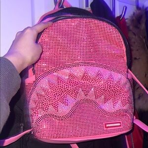 Mini Sprayground Pink Rhinestone Backpack Glamorous Design